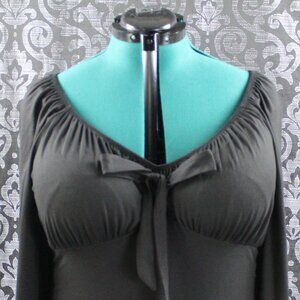 Soft Black Knot Front Sweetheart Neck Bodysuit 3X
